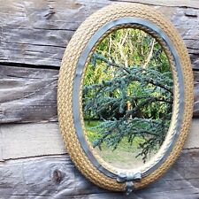 Burwood Products #2939 Oval Mirror Plastic Basket Weave Frame 15"x 11.5" 