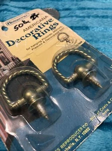 Vintage 60s Brass Gold Style Braided Picture Plaque Ring Hangers - Picture 1 of 5