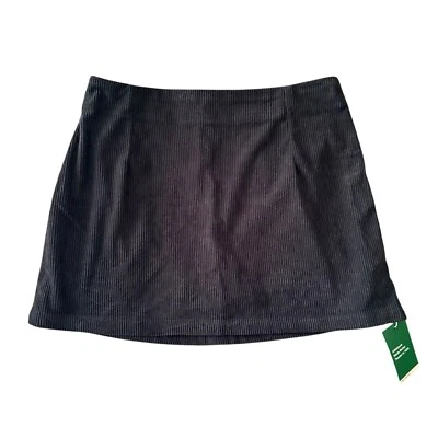 NUEVO CON ETIQUETAS Halara Cintura Alta 2 en 1 Línea A Mini Falda Pana Negra Grande Foto 1 de 3