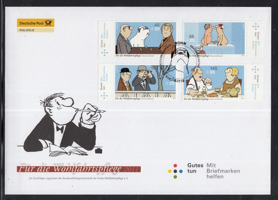 Germany 2011 beautiful Large FDC  - Motifs from Cartoon Films of Loriot - Image 1 of 1