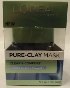 Loreal Pure Clay Mask Clear & Comfort w/ 3 Clays & Seaweed Free Shipping - Picture 1 of 1