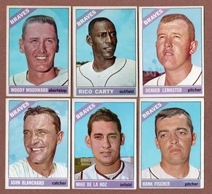 1966 Topps Lot (6) Braves #49 #153 Carty #252 #268 #346 #381 Fischer  EX - Picture 1 of 2