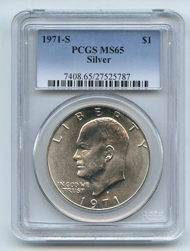 1971 S $1 Silver Ike Eisenhower Dollar PCGS MS65 - Image 1 of 1