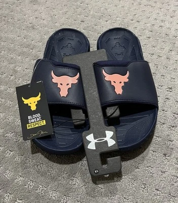 Under Armour UA Project Rock 3 Slides Bull azul marino 3026034-403 para hombre talla 14” Foto 1 de 4