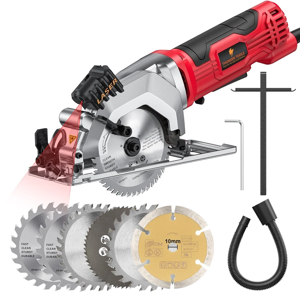 Thunder Tools Mini Circular Saw 4.8Amp 4-1/2 Inch Compact Circular Saw 3700RPM - Image 1 of 4