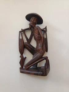 Statue, Holzschnitzerei Indonesischer Bauer - Bali Craft /... - Bild 1 von 5