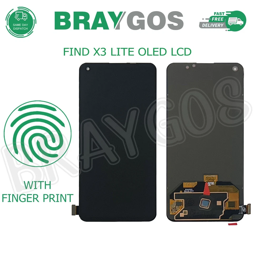 BRAYGOS Replacement For OPPO FIND X3 LITE CPH2145 OLED LCD Touch Screen Display Black