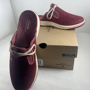 New Clarks Cloudsteppers Slip-On Clog Breeze Port Burgundy Red Size 10 Wide Box - Picture 1 of 16