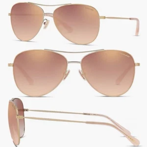 Coach | Aviator montatura oro con lenti flash sfumate oro rosa $203 58-14-140 - Foto 1 di 6