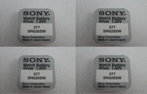 4x Sony - Murata 377 V377 Knopfzelle Uhren-Batterie SR66 SR626 AG4 SR626SW