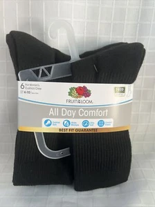 Fruit of the Loom gepolsterte Crew-Damensocken schwarz Größe 4-10 brandneu 5er-Pack - Bild 1 von 4