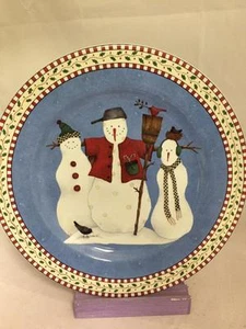 Sakura Snowman Debbie Mumm Salad Plate Snowmen Friends Buddies - Picture 1 of 1