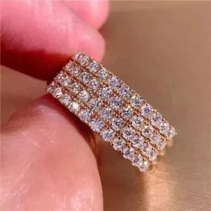 In 14k Rose Gold  Round Cut Lab Grown Diamond Cluster Men's Band For Wedding - Picture 1 of 15