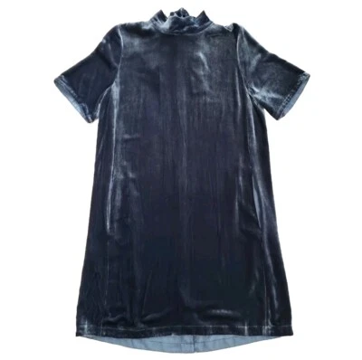 Vestido Eileen Fisher Talla Pequeña Terciopelo Cuello Simulado Manga Corta Fiesta de Vacaciones NUEVO Foto 1 de 4