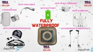 WATERPROOF Apple iPod Shuffle 4th Generation Light Blue Color 2GB - MEGA BUNDLE - Picture 1 of 1