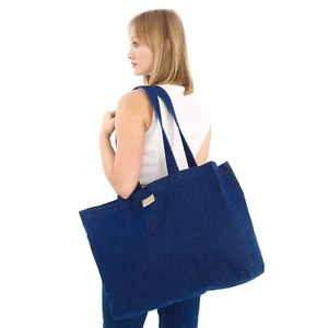 Blue Denim Bag | 100% Cotton Bag | Large Shopper Bag | Huge Bag Tote - Picture 1 of 23