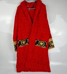 VERSACE Baroque And Greca Red Long Unisex Bathrobe New - Picture 1 of 11