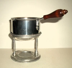 Vintage BW Buenilum gehämmertes Aluminium Butter-/Saucenwärmer Topf mit Ausgießer/Ständer - Bild 1 von 9