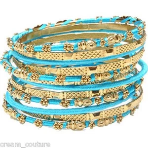 Amrita Singh Jaana Turquoise 12 Piece Bangle Set Lot Size 8 NEW MSRP $100 KB364 - Picture 1 of 1