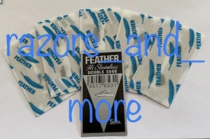 5 FEATHER New Hi-Stainless Steel Platinum Double Edge Safety Razor Blades JAPAN - Picture 1 of 1