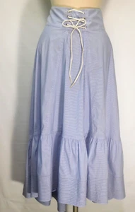 Gonna midi corsetto Phillip lim con volant tg.6 blu tasche gessate nuova senza etichette - Foto 1 di 9
