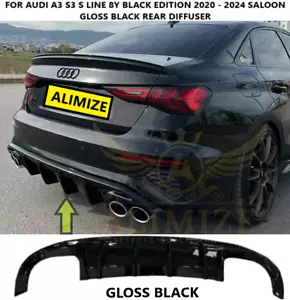 Parachoques trasero difusor brillo labial negro para Audi A3 S3 8Y S Line 2020 2024 berlina - Imagen 1 de 5