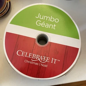 Cinta beige jumbo con cable Celebrate It Christmas 2 1/2"" x 100"" nueva - Imagen 1 de 5