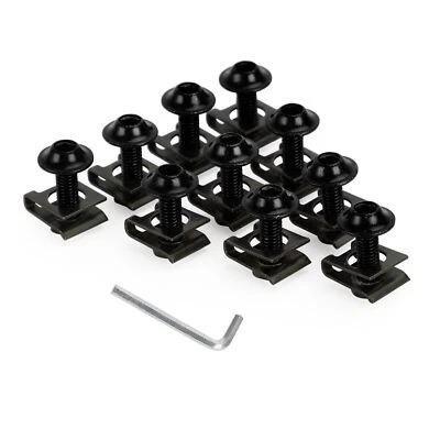 Motorcycle Aluminum Fairing Screen M6x20mm Screw Bolts Clips kit Black QTY 10 A Foto 1 de 4