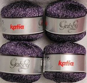 New Rare Lot 4 Balls Katia Yarn Gatsby Purple/Silver Color #47 129yds 50g - Picture 1 of 4