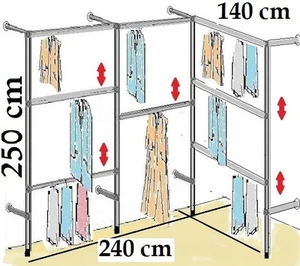 Kleiderständer Wandregal Kleiderkammer Ankleidezimmer Garderobe Textilregal W.04 - Bild 1 von 12