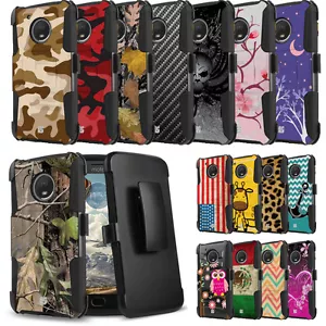 Rugged Dual Layered Case w/Stand+Holster Clip Cover for Motorola Moto E4 - Picture 1 of 61