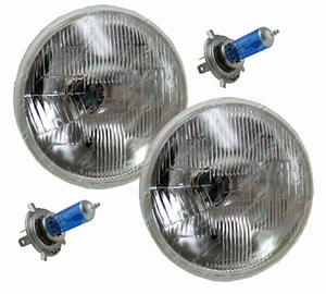 Headlight Kit Semi Sealed Headlamps with Super Bright H4 60/55W 7" Round 178mm - Picture 1 of 6