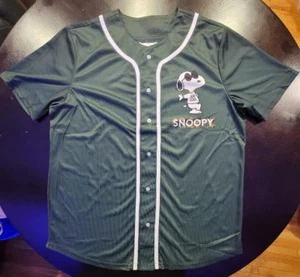 PEANUTS Hybrid Apparel Green SNOOPY Baseball Jersey Double Side Camo Print Sz M - Picture 1 of 4