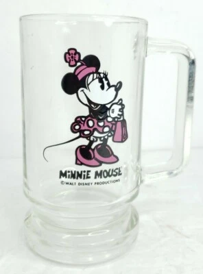 Taza de vaso rosa Minnie Mouse mango de taza Walt Disney World años 70 vintage Foto 1 de 4