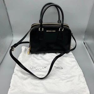 MICHAEL Michael Kors Medium Reese Satchel  Black Gold Hardware Crossbody Bag - Picture 1 of 12