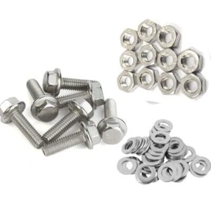 M5 M6 M8 M10 BULLONI A TESTA ESAGONALE FLANGIATI CON DADI COMPLETI RONDELLA A2 ACCIAIO INOX - Foto 1 di 3