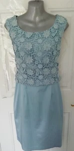 PHASE EIGHT Size 12 Pale Blue Embroidered Smart Occasion Dress Back Zip Lined - Picture 1 of 10