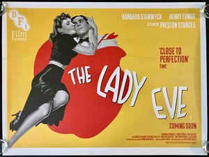 Lady Eve ORIGINAL Quad Movie Film Cinema Poster Stanwyck Fonda Sturges BFI 2019 - Picture 1 of 8