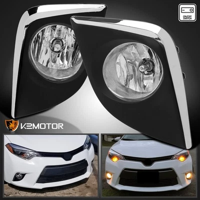 Fits 2014-2016 Toyota Corolla Clear Fog Lights Front Bumper Lamps Wiring Bezels - Image 1 of 4
