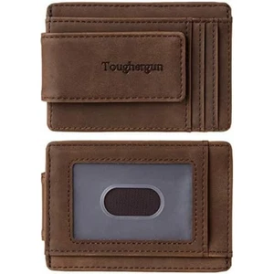 Fermasoldi RFID Tasca Frontale Portafoglio Uomo Pelle Slim Minimalista - Foto 1 di 6