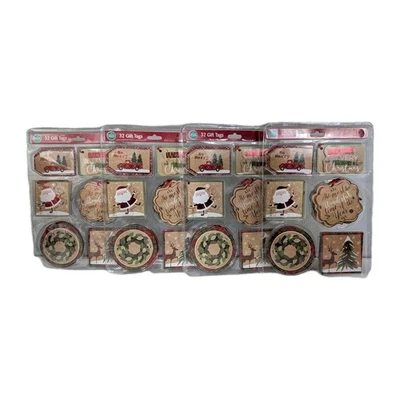 128 Pcs Kraft Paper 3D Foil Country Christmas Gift Tags with String for Presents - Image 1 of 4
