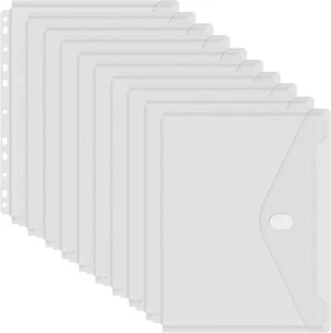 YoeeJob 11 Holes Clear Poly Envelope Binders Pocket One Size, 10 Packs - Picture 1 of 6