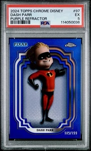 2024 TOPPS CHROME DISNEY #97 DASHPARR PURPLE REFRACTOR PSA 5 - Picture 1 of 3