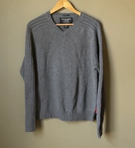 Camisa Suéter Abercrombie & Fitch Para Hombre Y2K Gris Ajuste Muscular Tejido Acanalado Cuello en V - Imagen 1 de 8