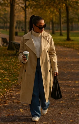 ASOS Petite Womens Asos Design Petite Longline Trench Coat In Stone RRP £55 - Image 1 of 4