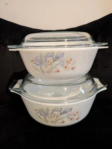 Blue Iris Pyrex Casserole Dishes - Picture 1 of 24