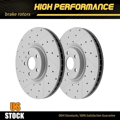 13.58 inch (345mm) Front Drilled Disc Brake Rotors For Volvo XC90 S60 XC60 XC40 - Image 1 of 4