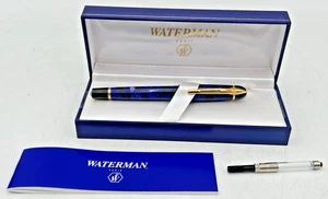 PLUMA ESTILOGRÁFICA WATERMAN PARIS PHILEAS CON CAJA E INSTRUCCIONES ASPECTO MÁRMOL AZUL - Imagen 1 de 19