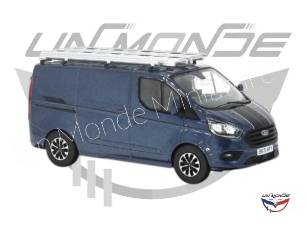 1 43 VANGUARDS Ford England Transit Custom Van 2018 Blue Met VA15104