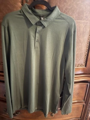 Lululemon 男式 L Evolution 长袖 Polo 绿色 LM3CY9S RNFG — 第 1/2 张图片